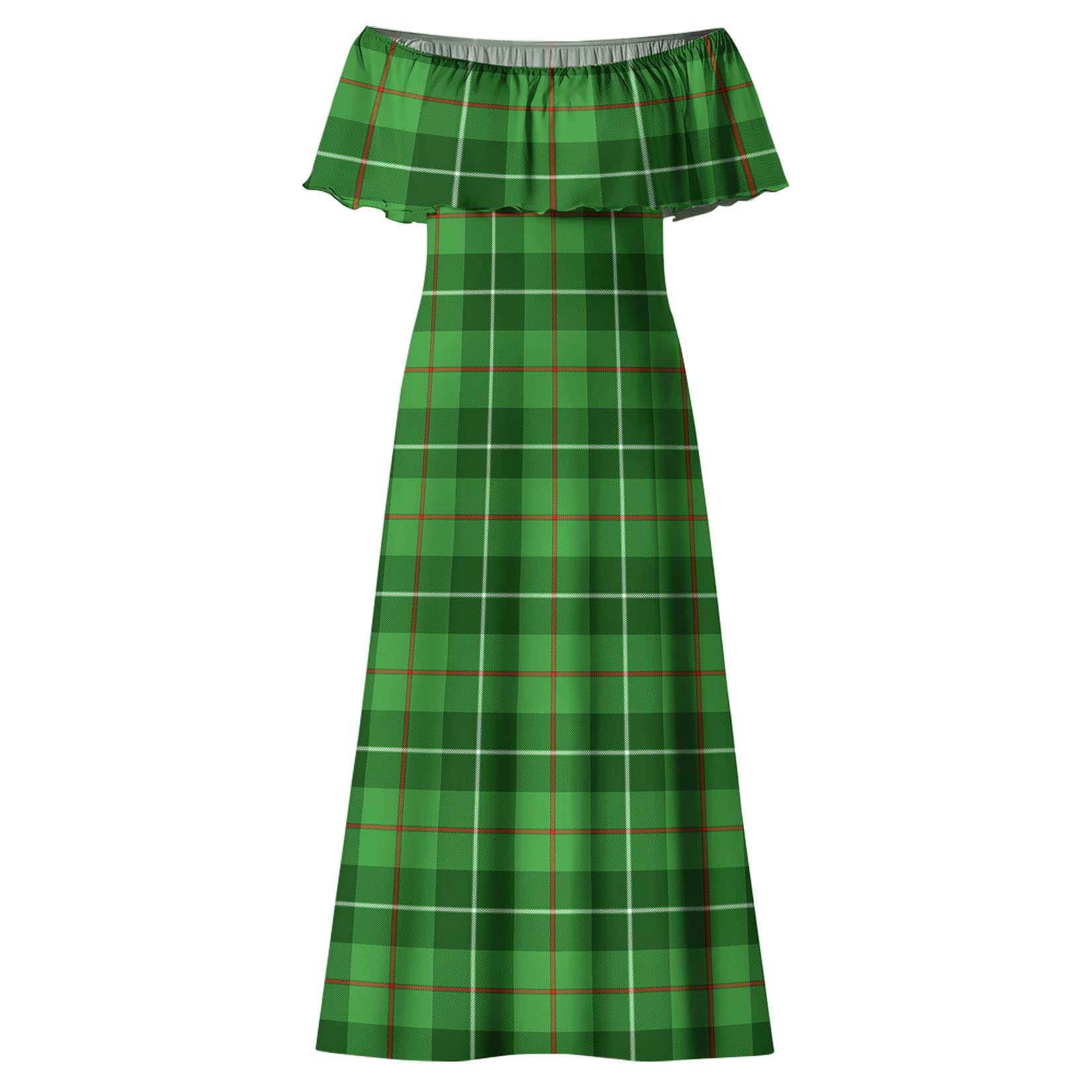 Boyle Tartan Off Shoulder Long Dress - Tartanvibesclothing