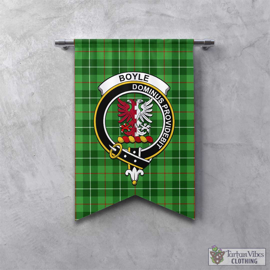 Tartan Vibes Clothing Boyle Tartan Gonfalon, Tartan Banner with Family Crest