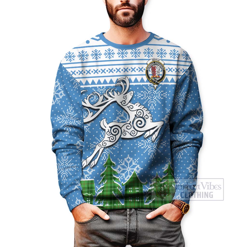 Tartan Vibes Clothing Boyle Clan Christmas Sweatshirt Celtic Reindeer Style