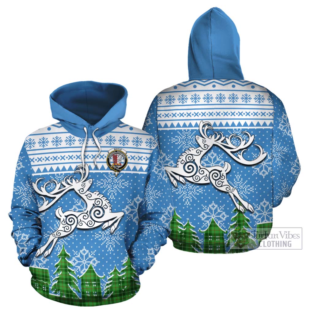 Tartan Vibes Clothing Boyle Clan Christmas Cotton Hoodie Celtic Reindeer Style