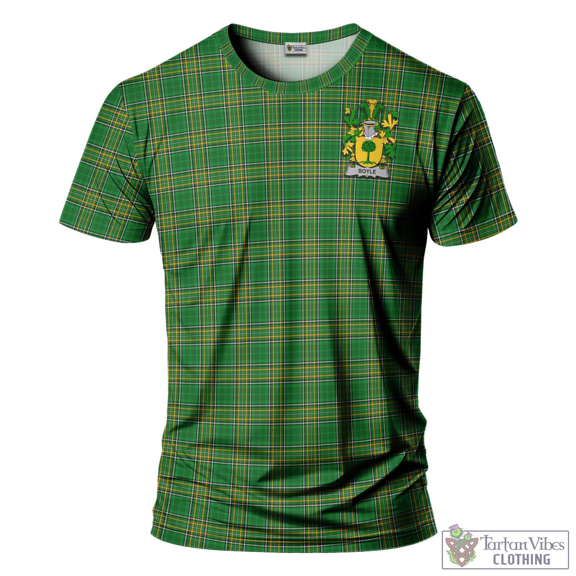 Tartan Vibes Clothing Boyle Ireland Clan Tartan T-Shirt with Family Seal