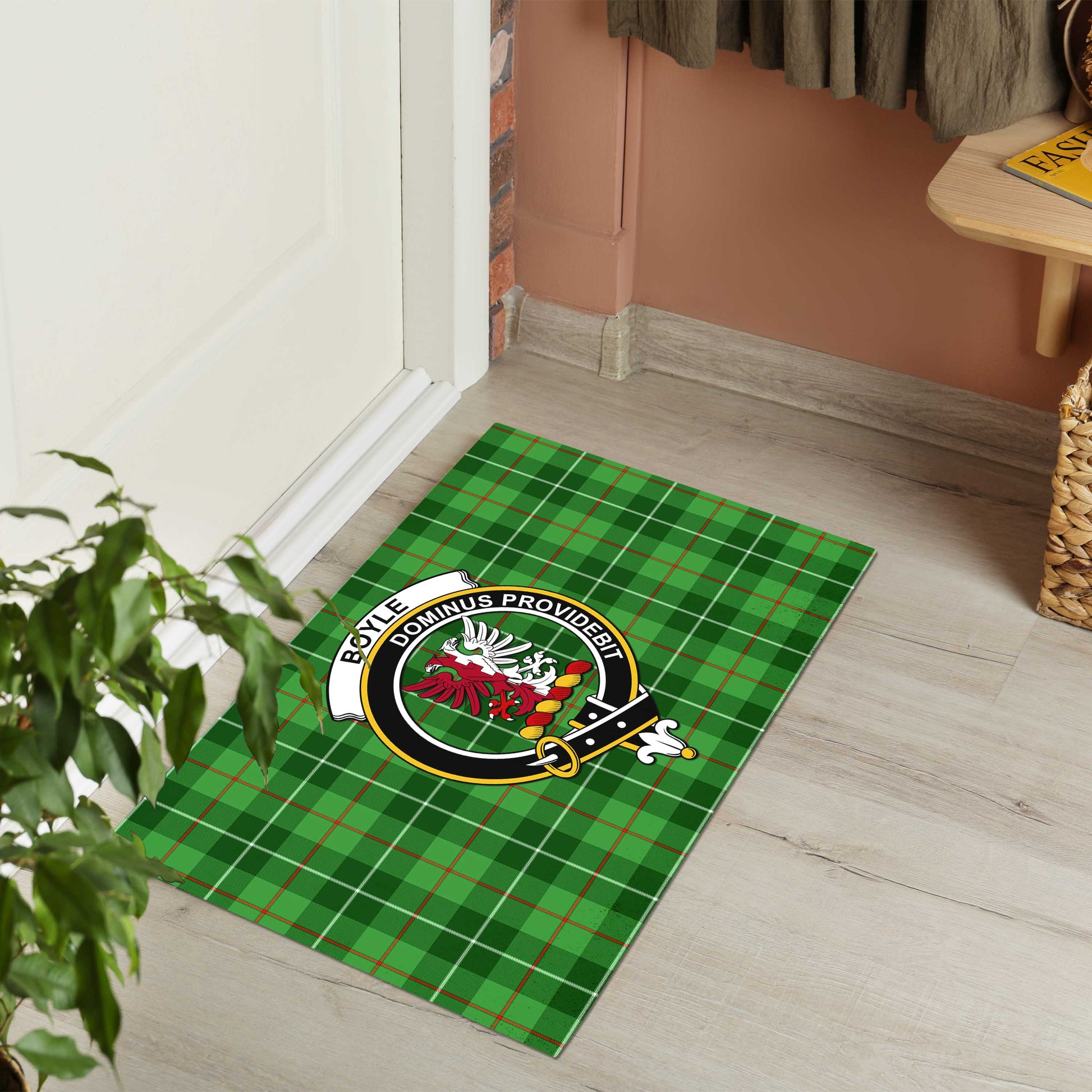 Boyle Tartan Door Mat with Family Crest - Tartanvibesclothing