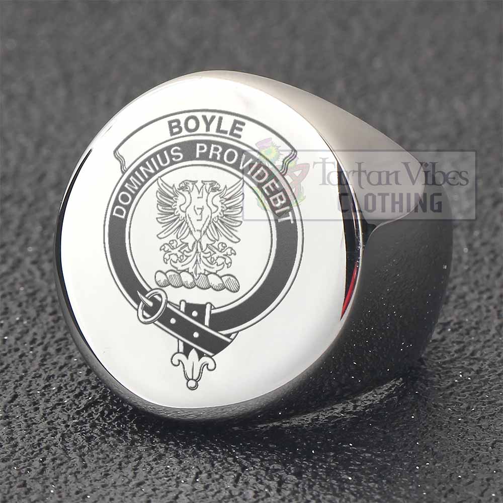 Tartan Vibes Clothing Boyle Clan Crest Engraved Ring