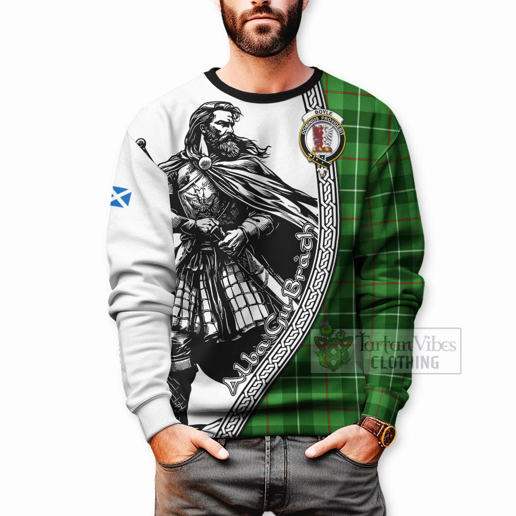 Tartan Vibes Clothing Boyle Tartan Clan Crest Sweatshirt with Highlander Warrior Celtic Style