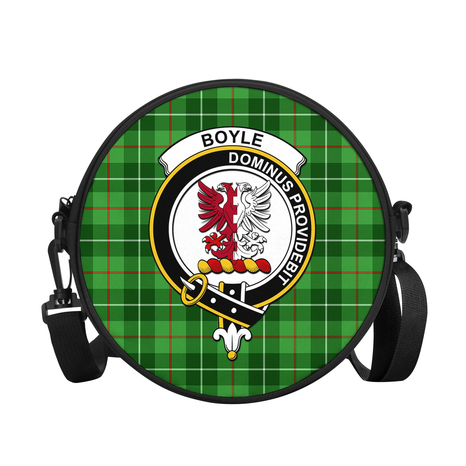 Boyle Tartan Round Satchel Bags with Family Crest - Tartanvibesclothing