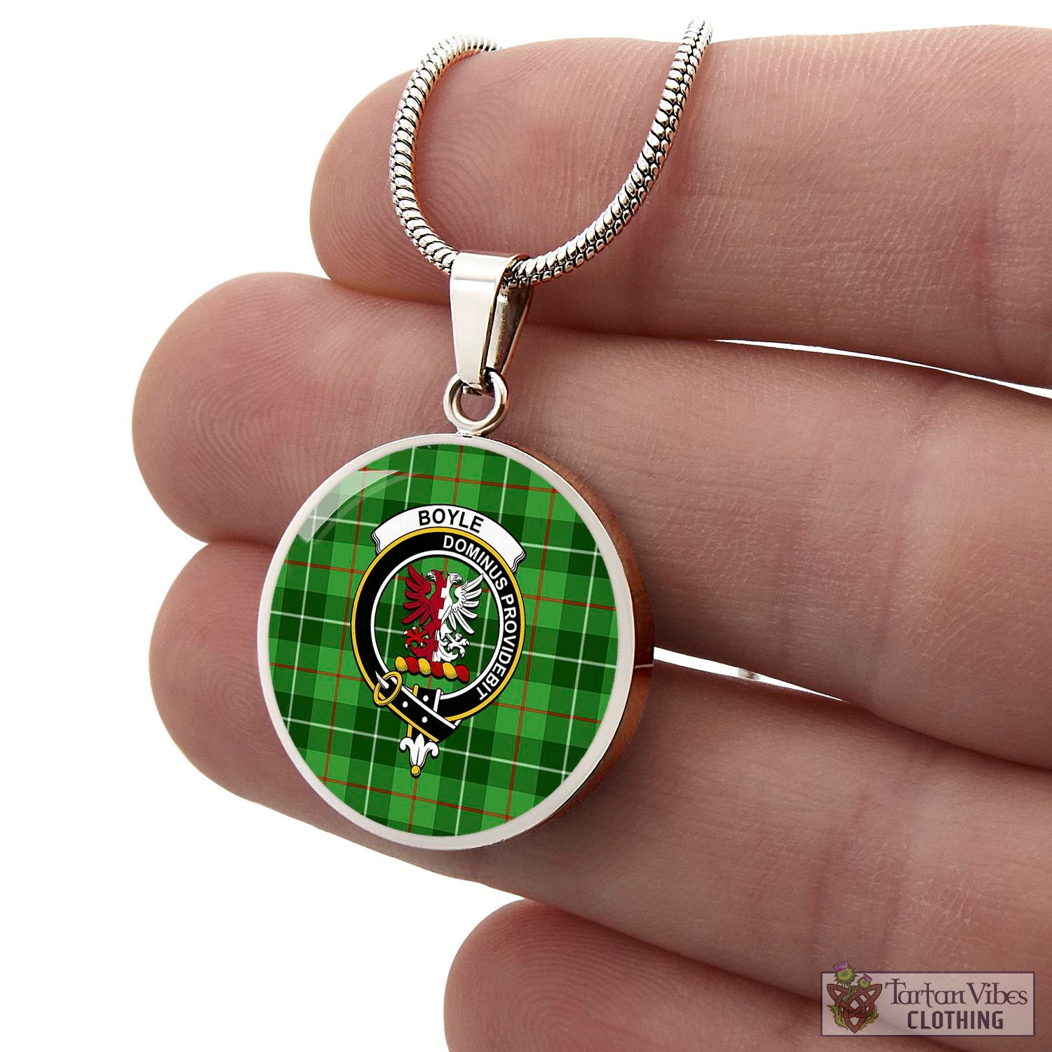 Boyle Tartan Circle Necklace with Family Crest - Tartan Vibes Clothing