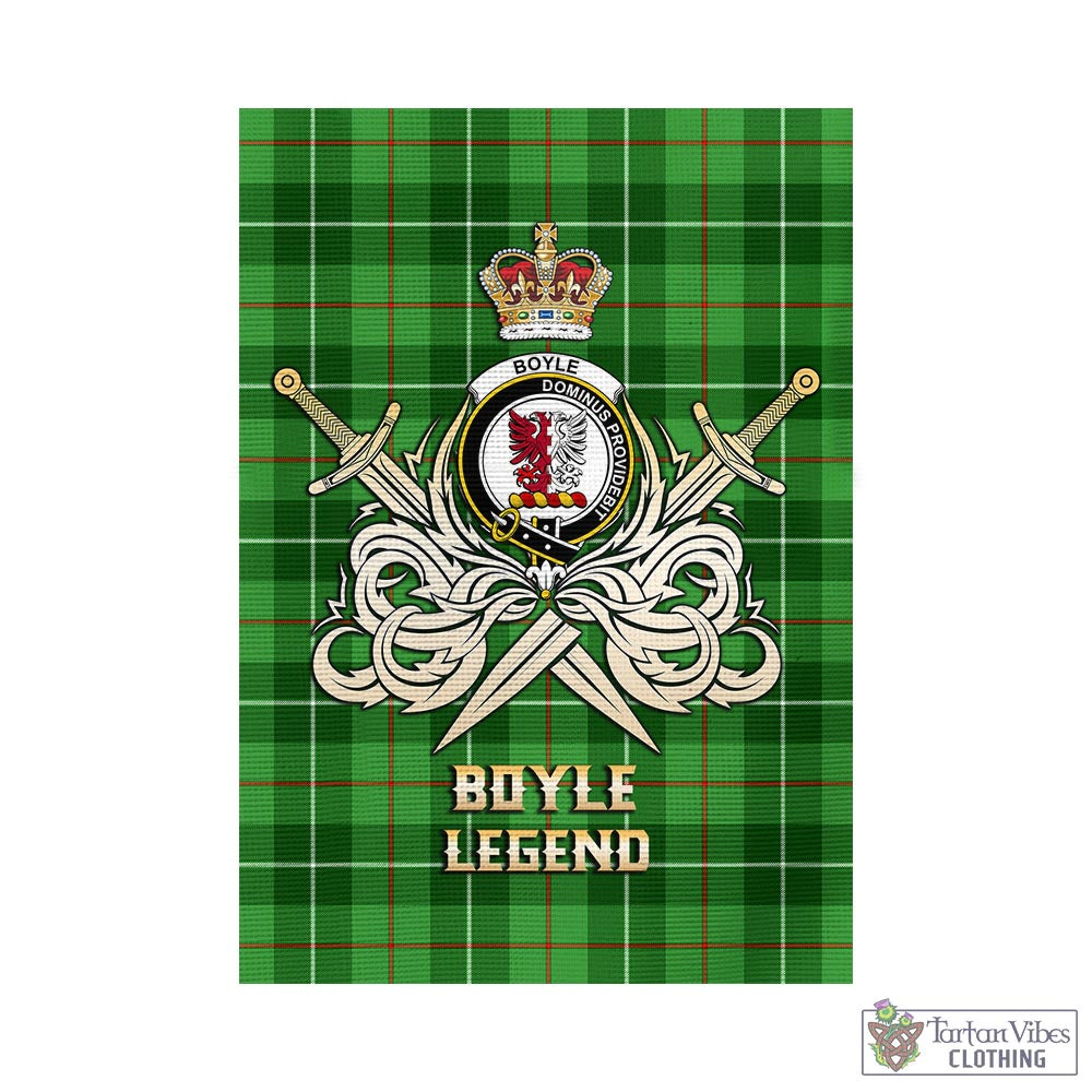 Tartan Vibes Clothing Boyle Tartan Flag with Clan Crest and the Golden Sword of Courageous Legacy