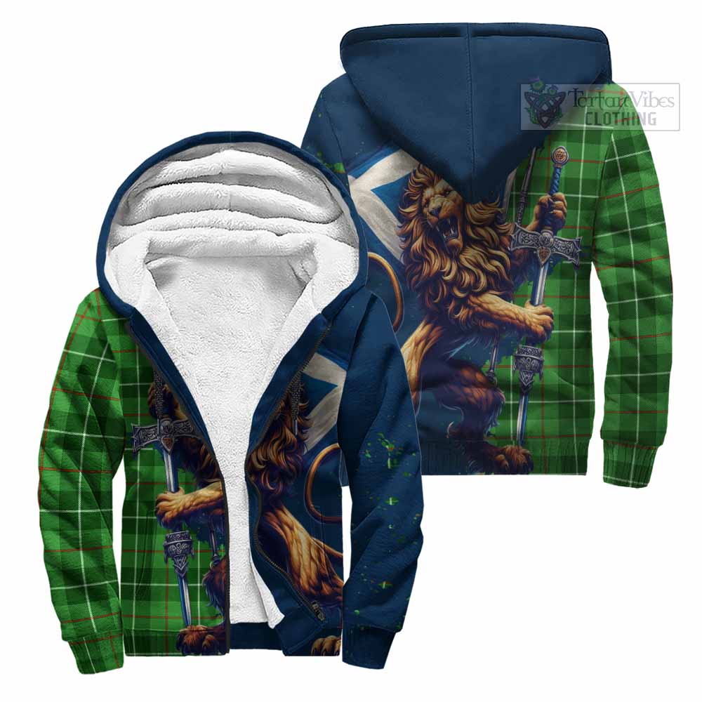 Tartan Vibes Clothing Boyle Tartan Family Crest Sherpa Hoodie with Scottish Majestic Lion