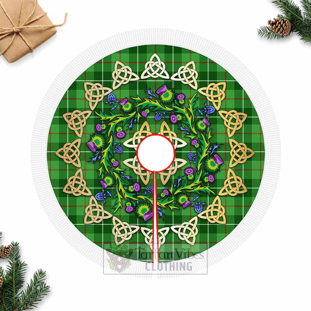 Tartan Vibes Clothing Boyle Tartan Christmas Tree Skirt with Thistle Celtic Knot Style