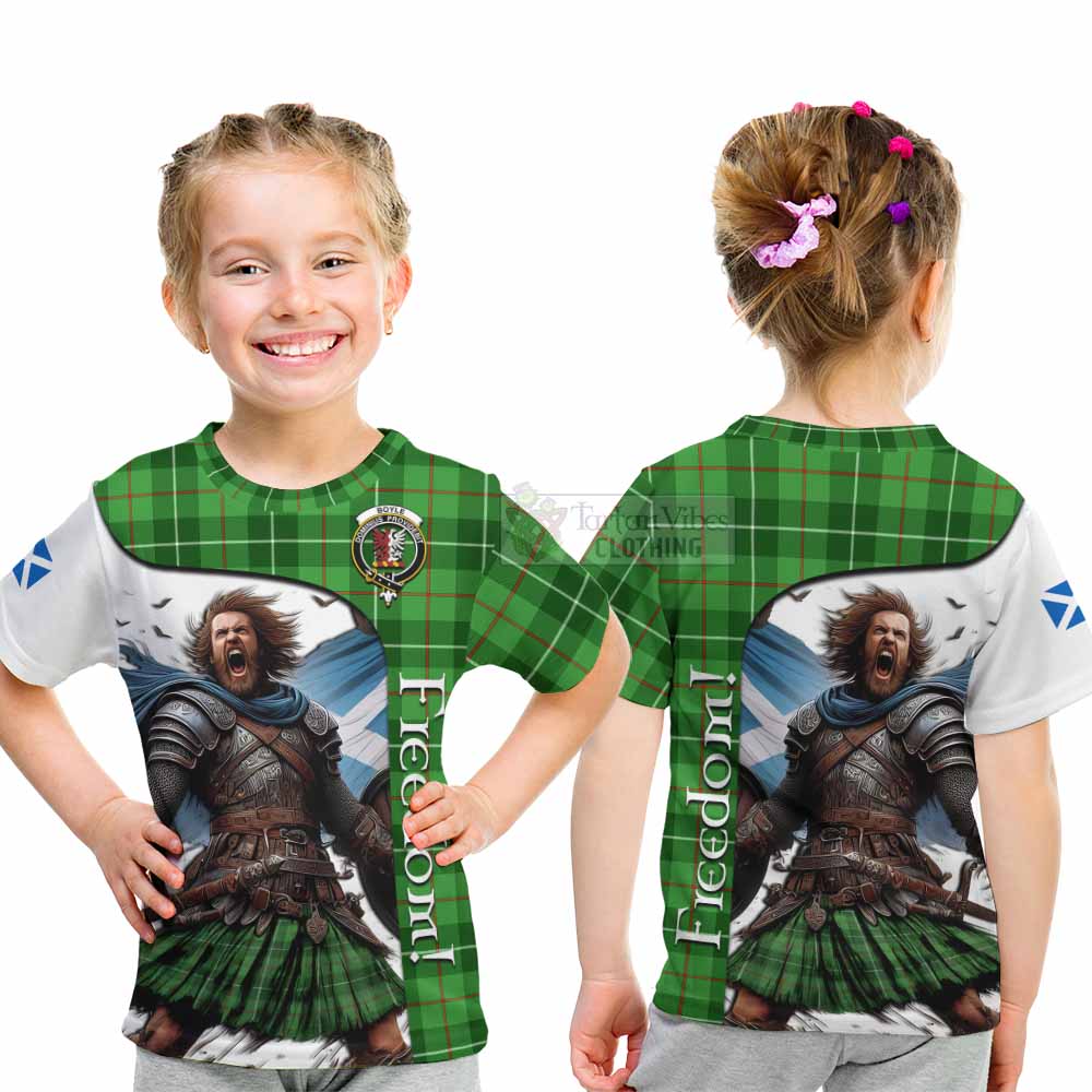 Tartan Vibes Clothing Boyle Crest Tartan Kid T-Shirt Inspired by the Freedom of Scottish Warrior