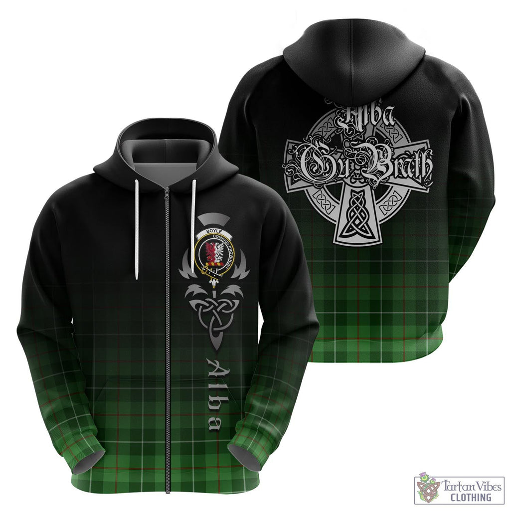 Tartan Vibes Clothing Boyle Tartan Hoodie Featuring Alba Gu Brath Family Crest Celtic Inspired