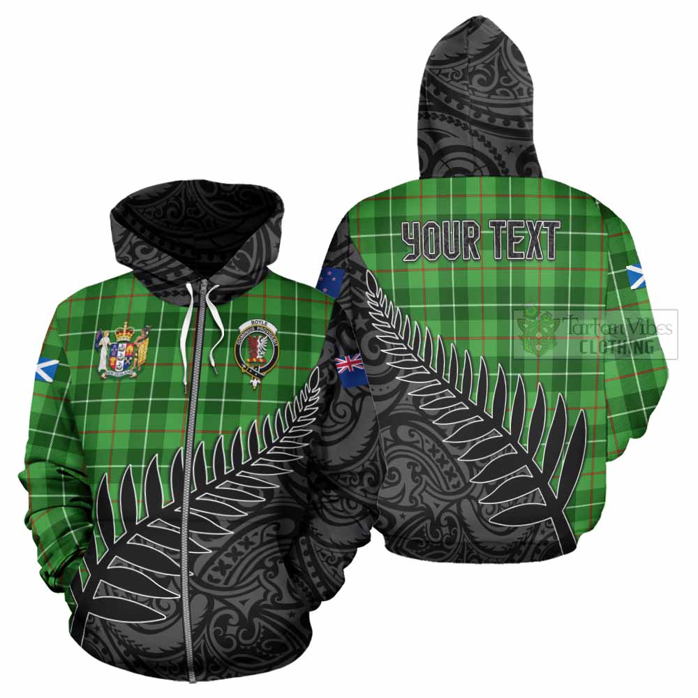 Tartan Vibes Clothing Boyle Crest Tartan Hoodie with New Zealand Silver Fern Half Style