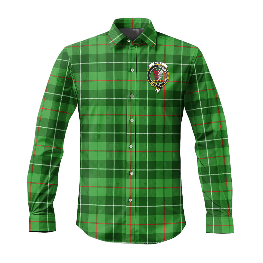 Boyle Tartan Long Sleeve Button Up Shirt with Family Crest - Tartanvibesclothing