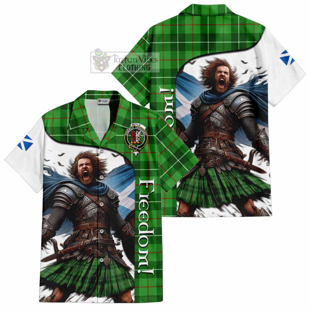 Tartan Vibes Clothing Boyle Crest Tartan Short Sleeve Button Shirt Inspired by the Freedom of Scottish Warrior