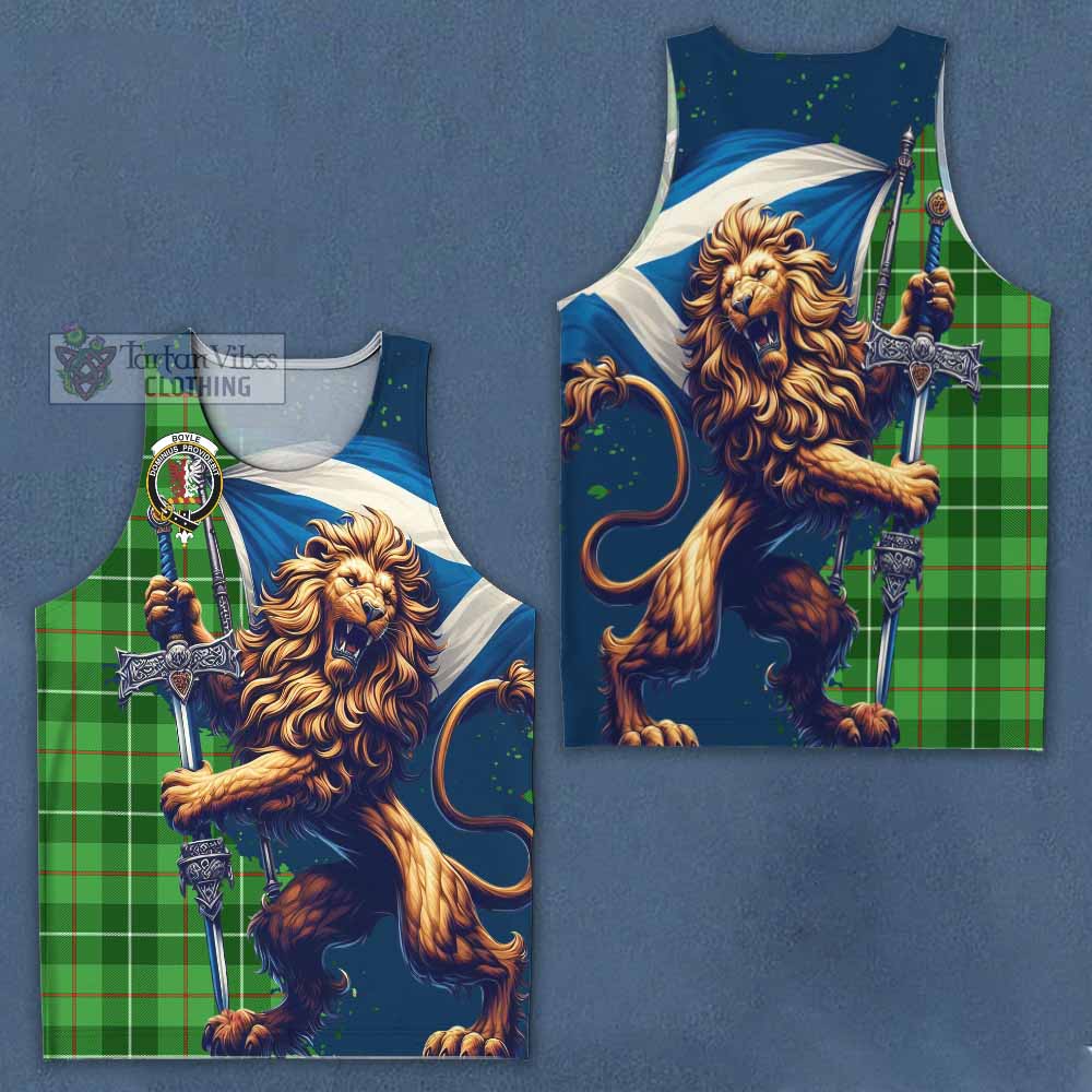 Tartan Vibes Clothing Boyle Tartan Family Crest Men's Tank Top with Scottish Majestic Lion