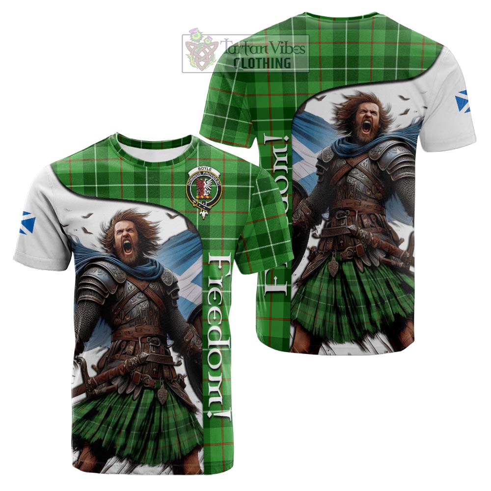 Tartan Vibes Clothing Boyle Crest Tartan Cotton T-shirt Inspired by the Freedom of Scottish Warrior