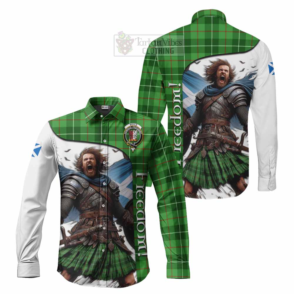 Tartan Vibes Clothing Boyle Crest Tartan Long Sleeve Button Shirt Inspired by the Freedom of Scottish Warrior