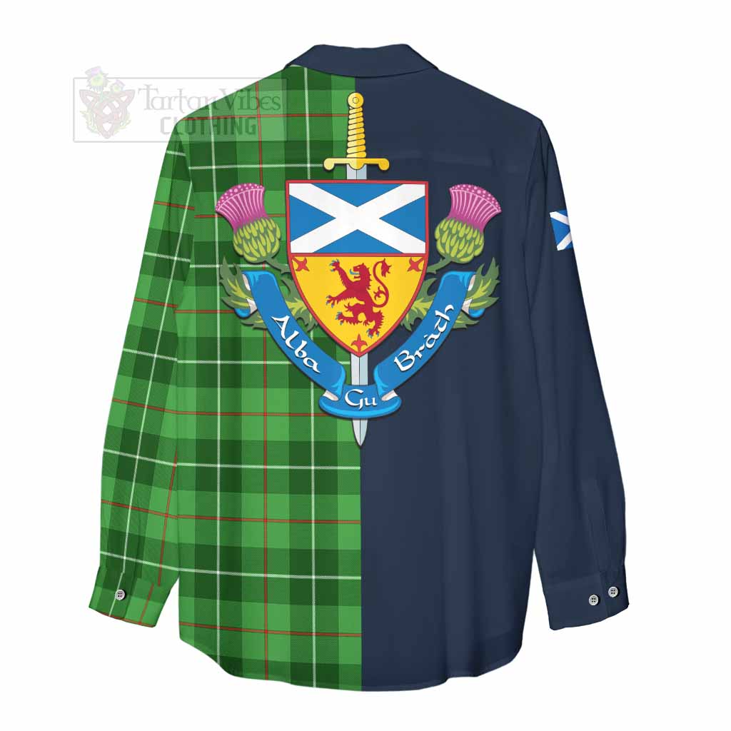 Tartan Vibes Clothing Boyle Tartan Women's Casual Shirt Alba with Scottish Lion Royal Arm Half Style