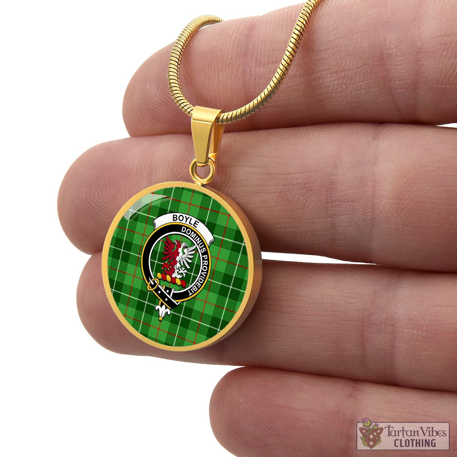 Boyle Tartan Circle Necklace with Family Crest - Tartan Vibes Clothing