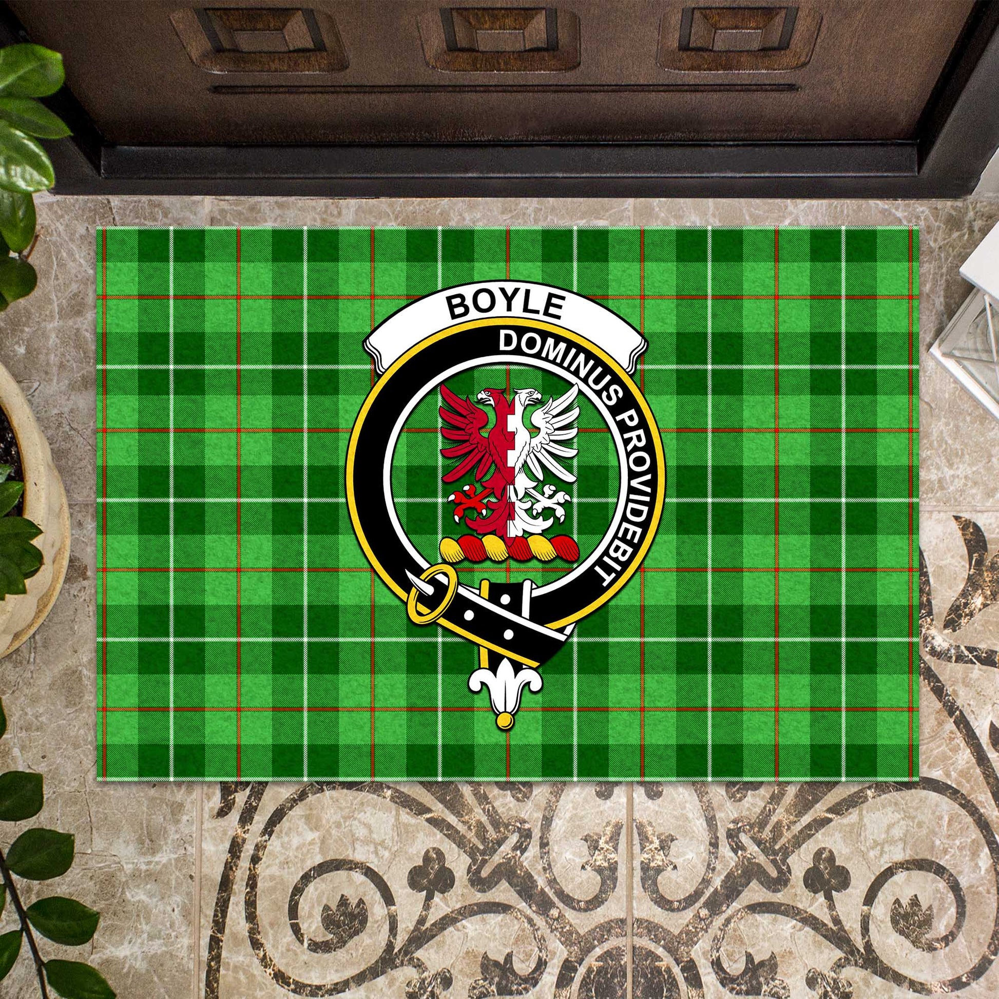 Boyle Tartan Door Mat with Family Crest - Tartanvibesclothing