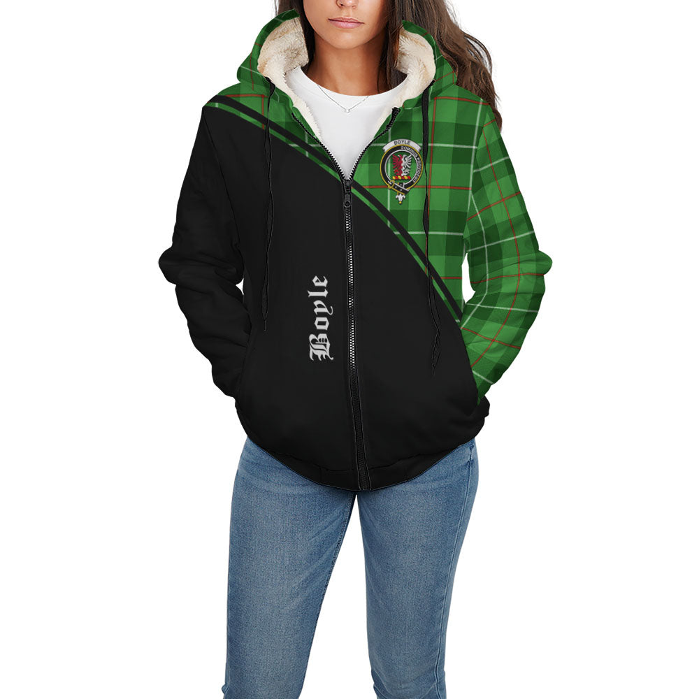 Boyle Tartan Sherpa Hoodie with Family Crest Curve Style - Tartan Vibes Clothing