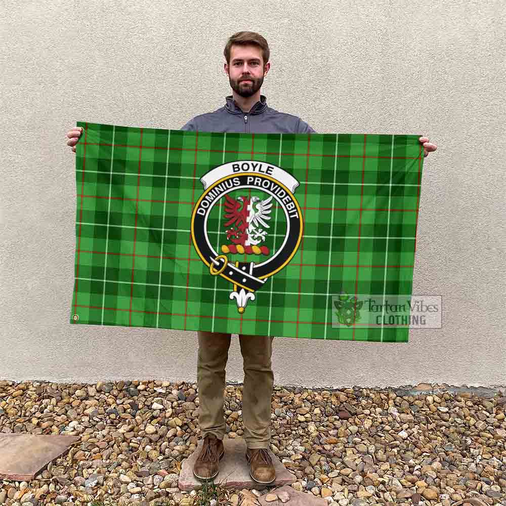 Tartan Vibes Clothing Boyle Tartan House Flag with Family Crest