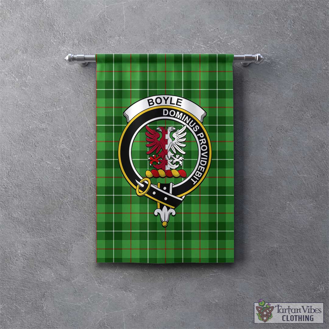 Tartan Vibes Clothing Boyle Tartan Gonfalon, Tartan Banner with Family Crest