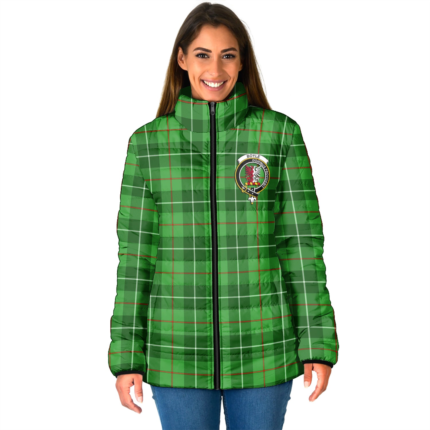 Boyle Tartan Padded Jacket with Family Crest - Tartan Vibes Clothing