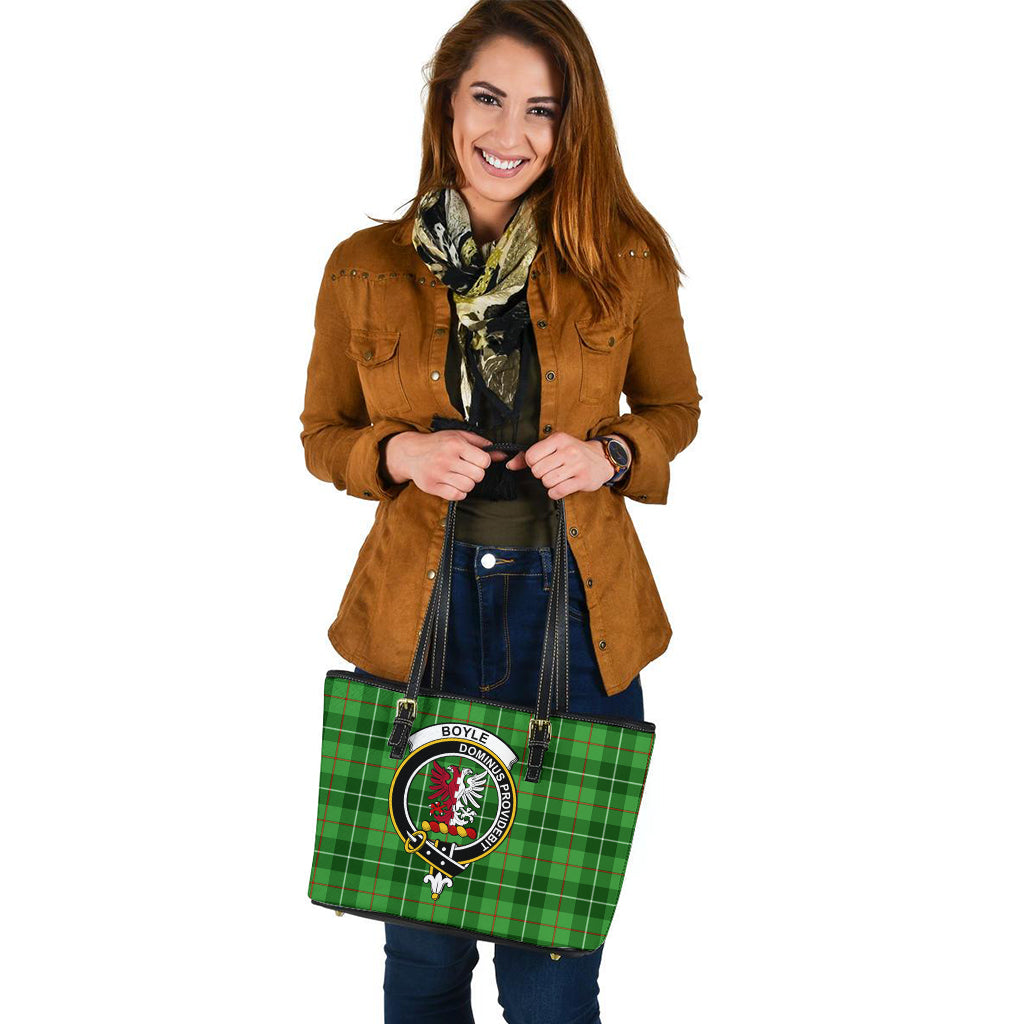 Boyle Tartan Leather Tote Bag with Family Crest - Tartan Vibes Clothing