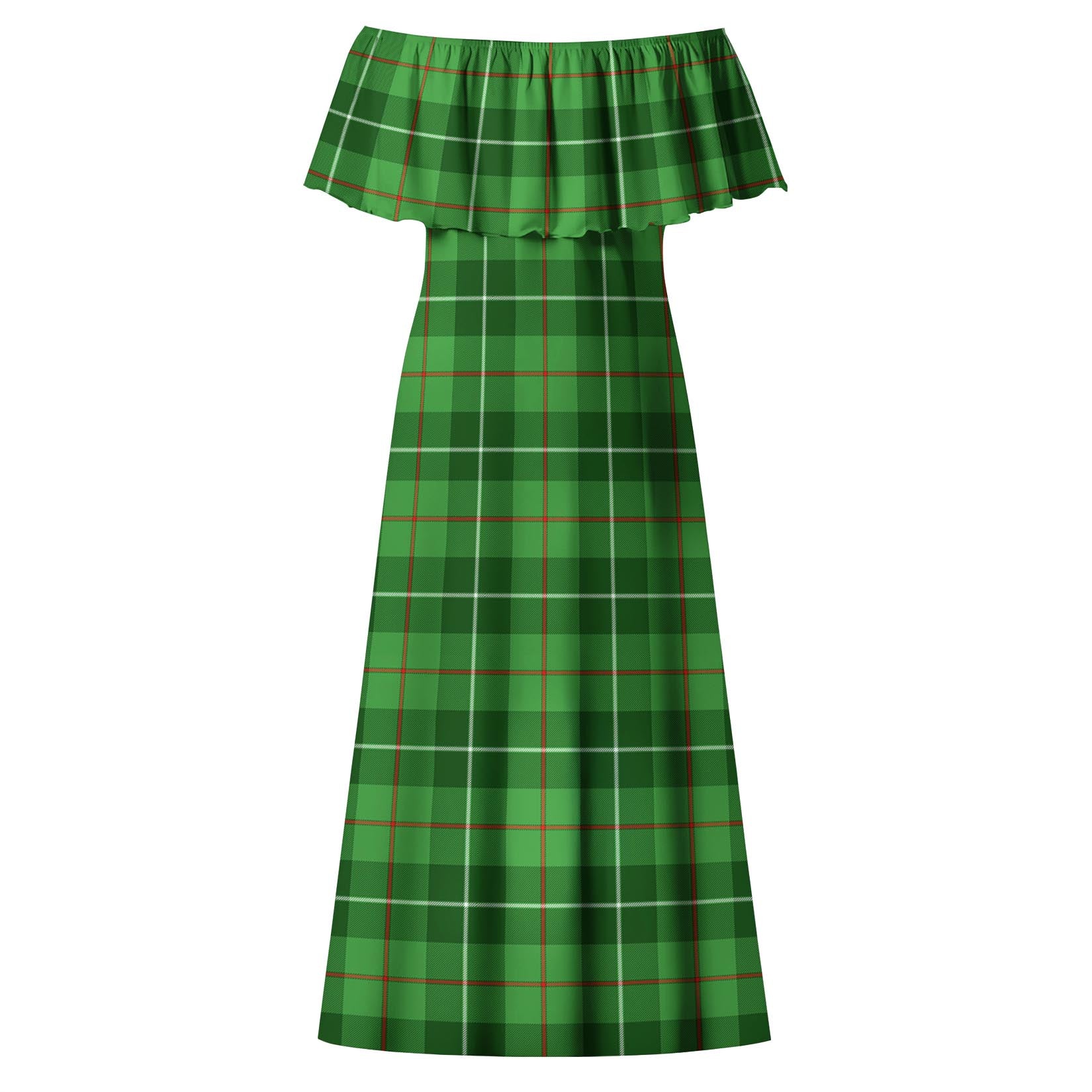 Boyle Tartan Off Shoulder Long Dress - Tartanvibesclothing