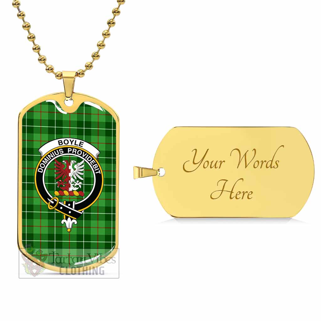 Tartan Vibes Clothing Boyle Tartan Dog Tag Necklace with Family Crest