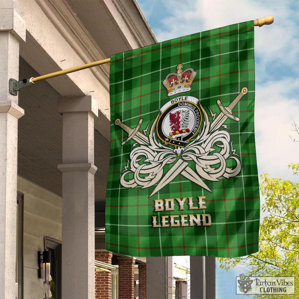 Tartan Vibes Clothing Boyle Tartan Flag with Clan Crest and the Golden Sword of Courageous Legacy