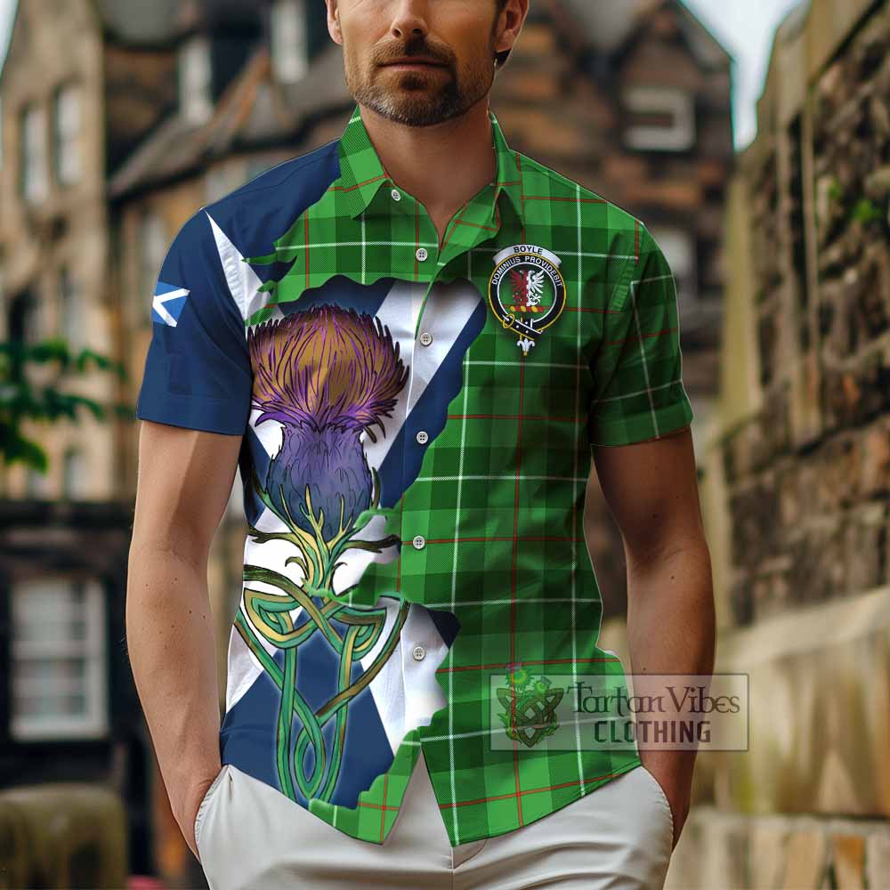 Boyle Tartan Family Crest Hawaiian Shirt Scottish Thistle Celtic Inspired - Tartan Vibes Clothing
