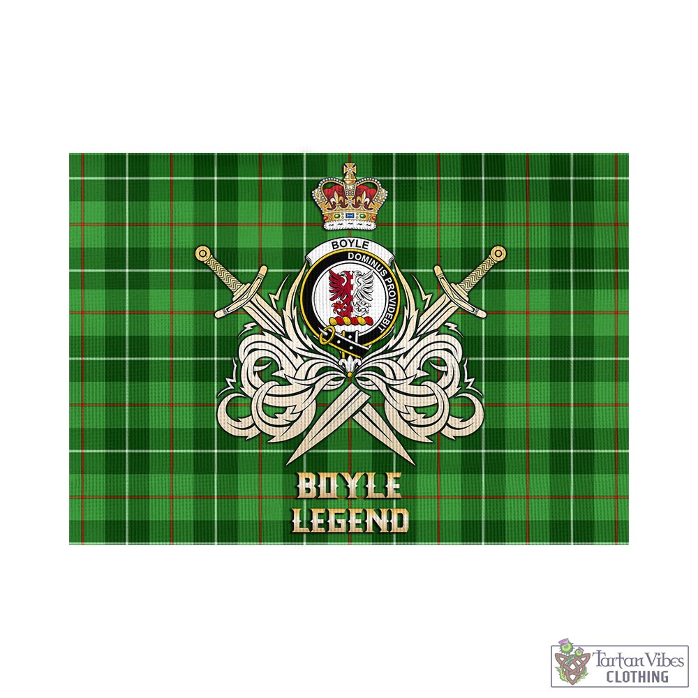 Tartan Vibes Clothing Boyle Tartan Flag with Clan Crest and the Golden Sword of Courageous Legacy