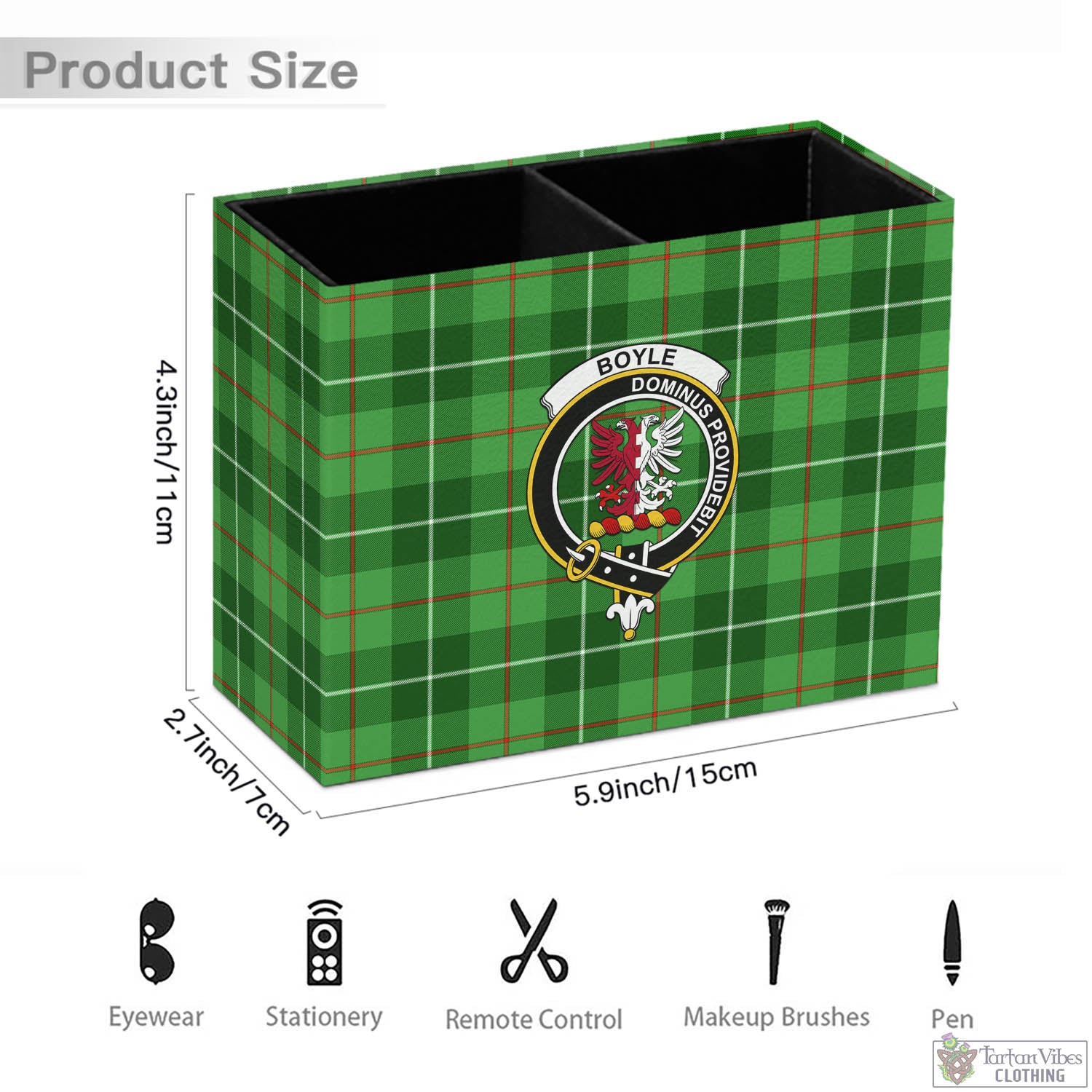 Tartan Vibes Clothing Boyle Tartan Pen Holder with Family Crest