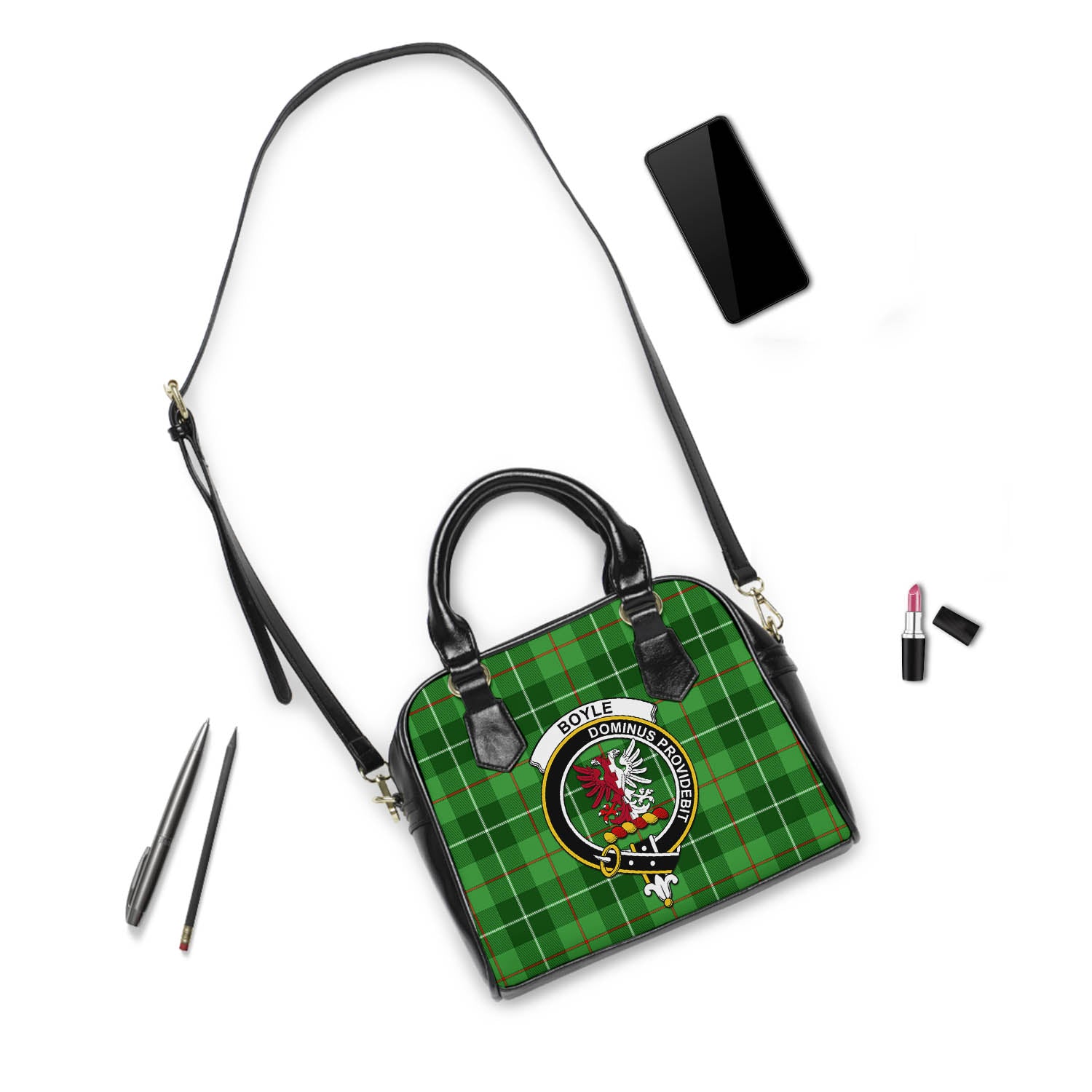 Boyle Tartan Shoulder Handbags with Family Crest - Tartanvibesclothing