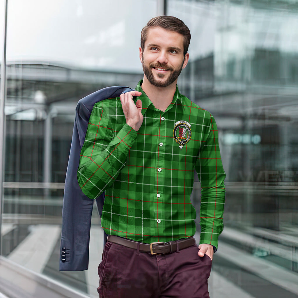 Boyle Tartan Long Sleeve Button Up Shirt with Family Crest - Tartanvibesclothing