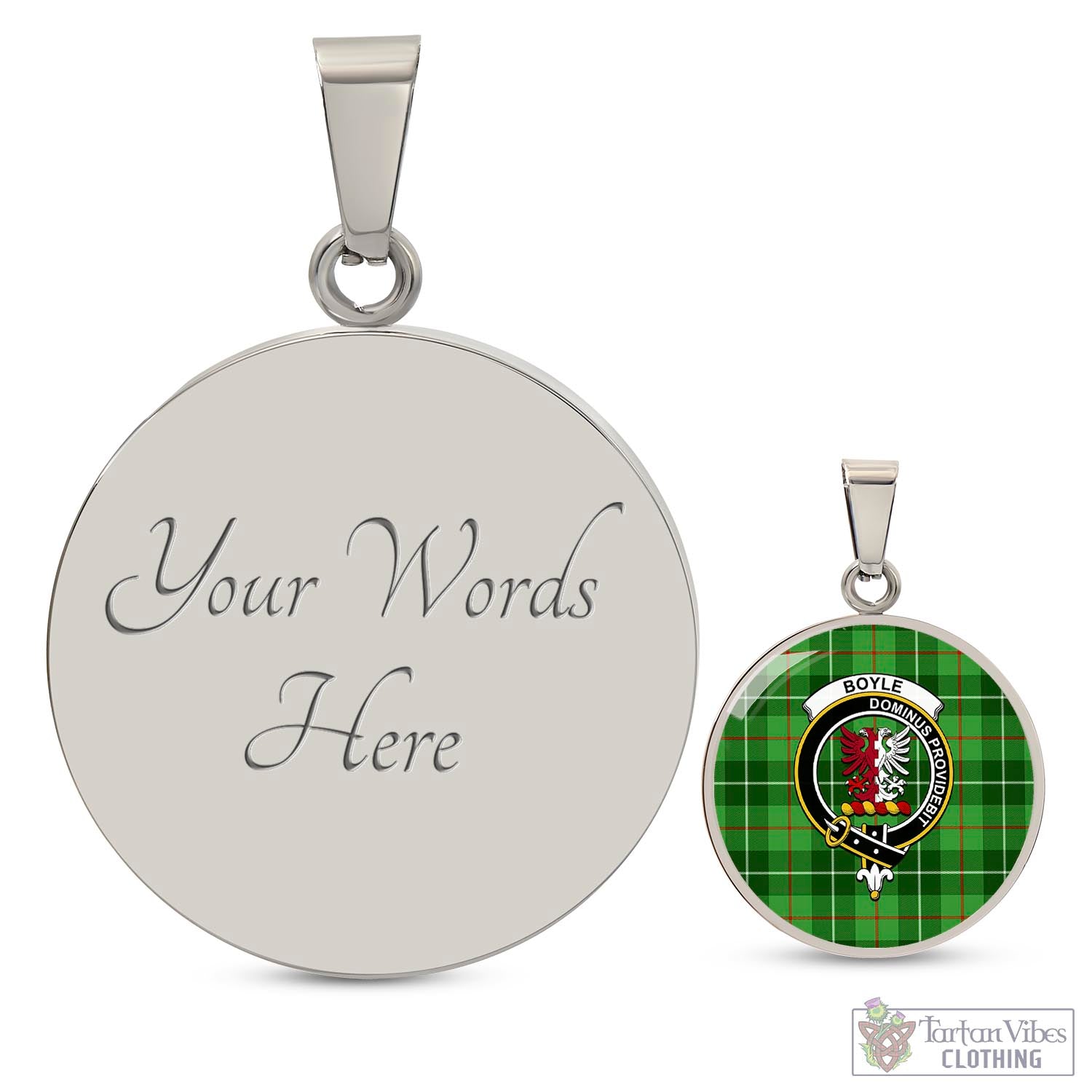 Boyle Tartan Circle Necklace with Family Crest Luxury Necklace (Silver) Yes - Tartan Vibes Clothing