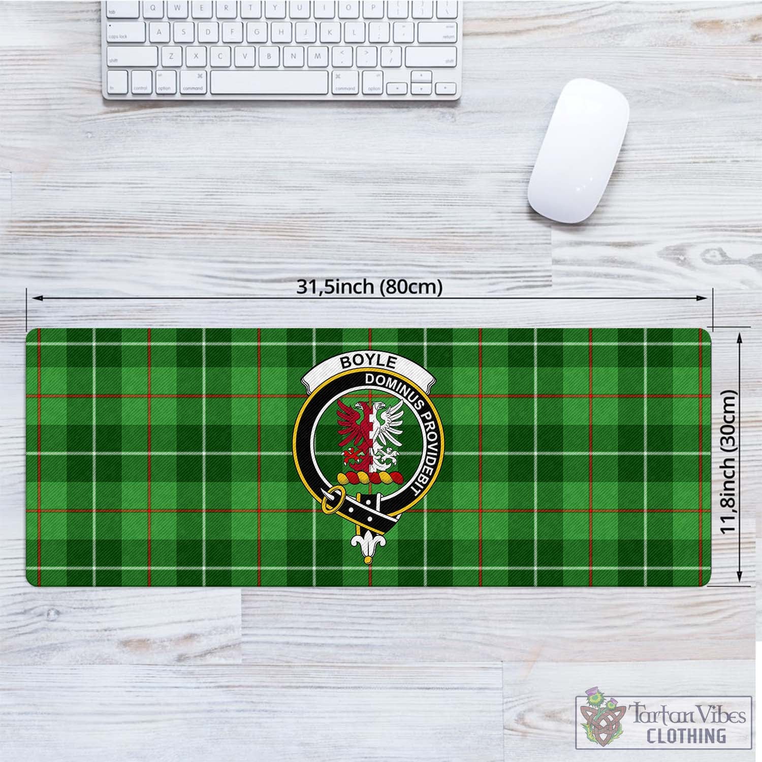 Boyle Tartan Mouse Pad with Family Crest Mouse Mats One Size 11.8 inches x 31.5 inches - Tartan Vibes Clothing