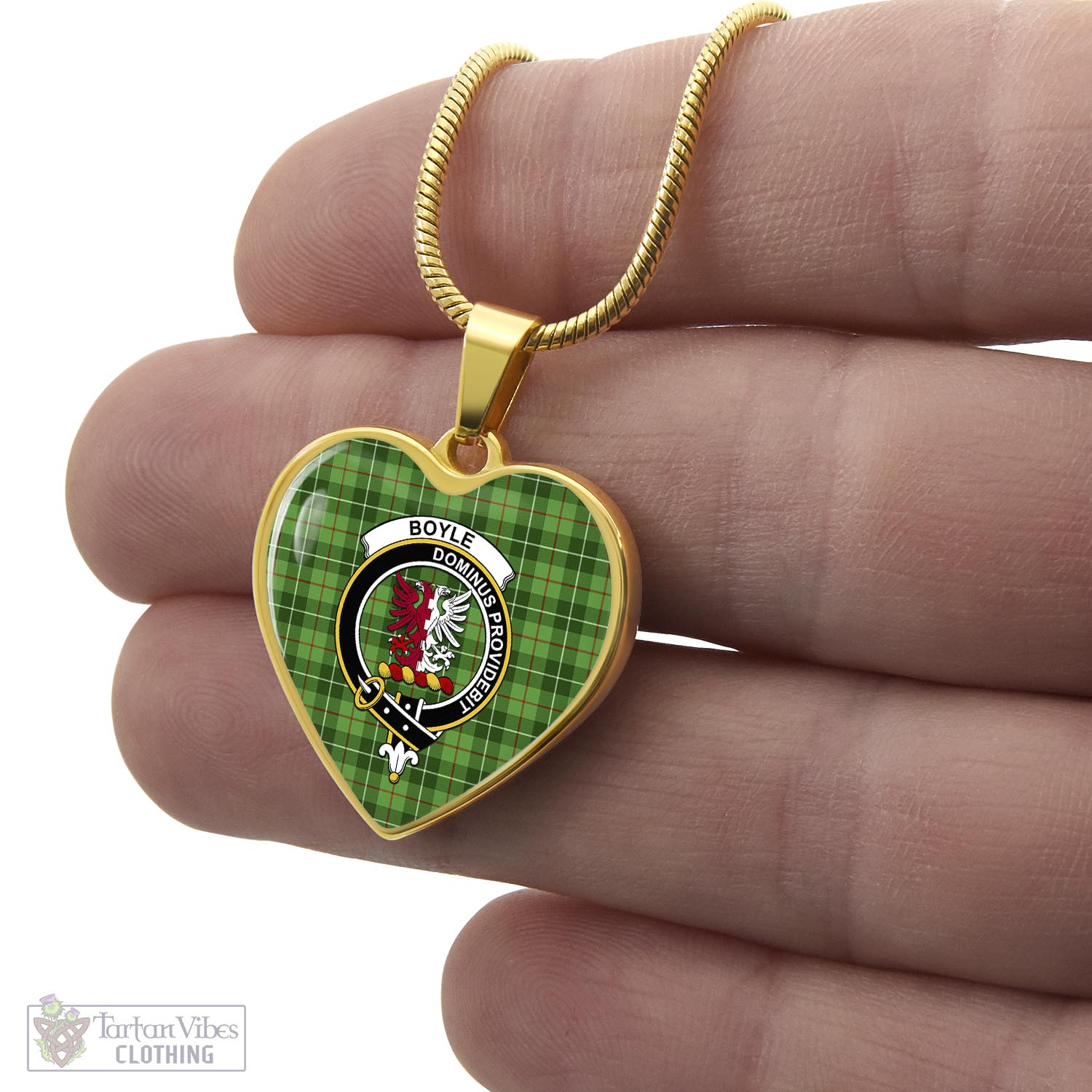 Tartan Vibes Clothing Boyle Tartan Heart Necklace with Family Crest