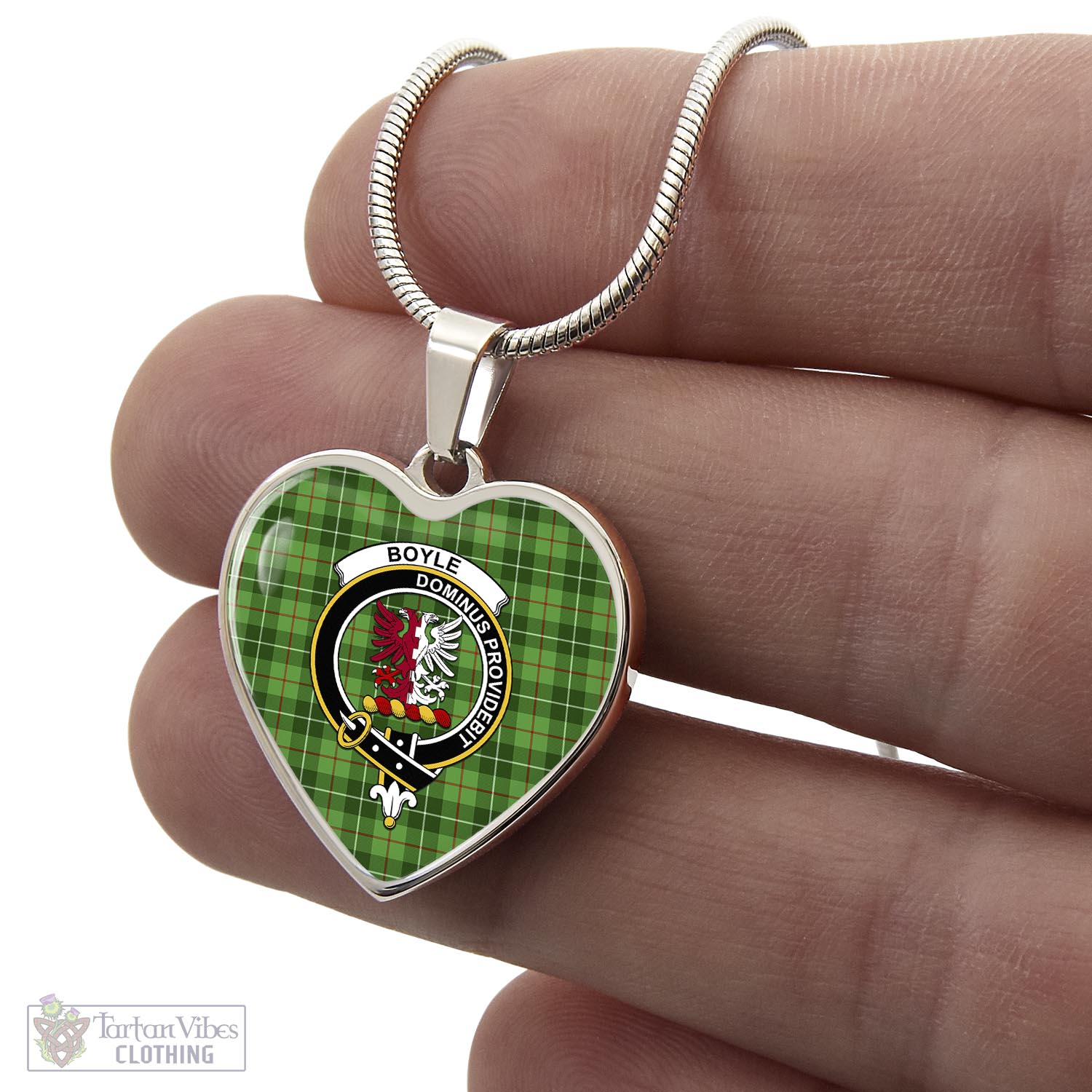 Tartan Vibes Clothing Boyle Tartan Heart Necklace with Family Crest