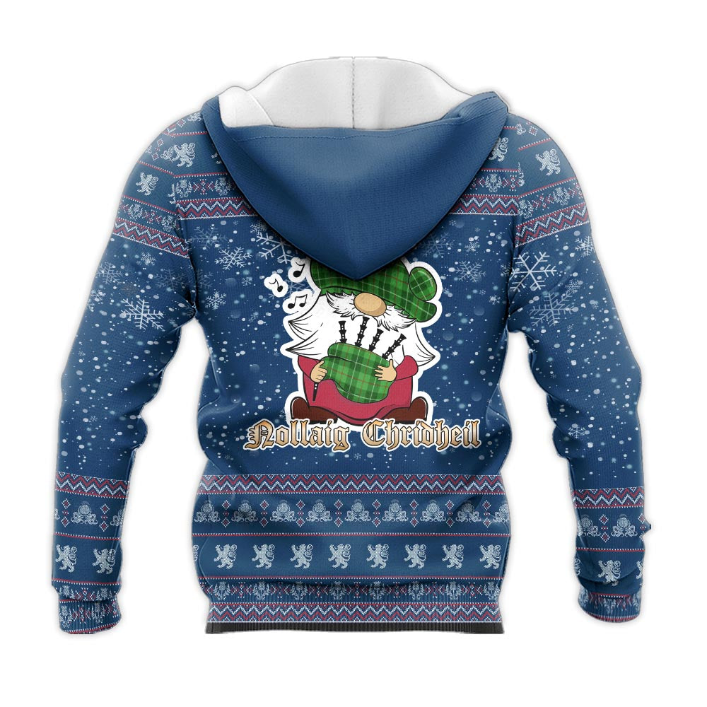 Boyle Clan Christmas Knitted Hoodie with Funny Gnome Playing Bagpipes - Tartanvibesclothing