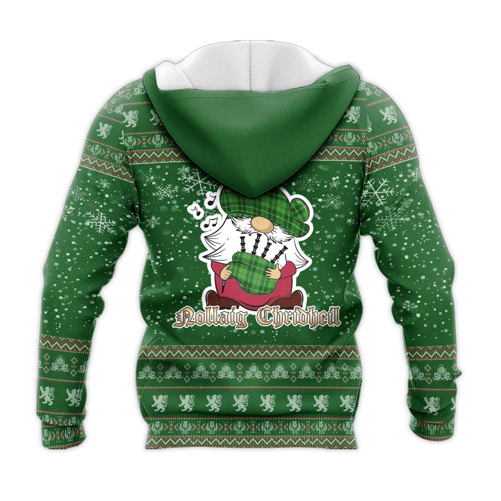 Boyle Clan Christmas Knitted Hoodie with Funny Gnome Playing Bagpipes - Tartanvibesclothing