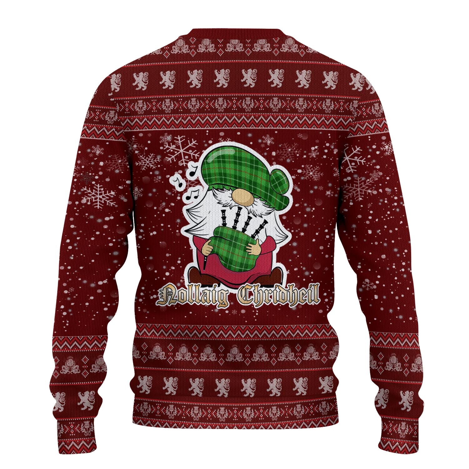 Boyle Clan Christmas Family Knitted Sweater with Funny Gnome Playing Bagpipes - Tartanvibesclothing