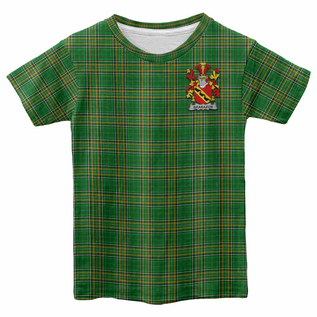 Brabazon Irish Clan Tartan Kid T-Shirt with Coat of Arms Youth XL Size14 - Tartan Vibes Clothing