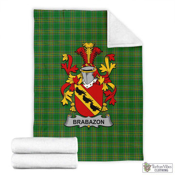 Brabazon Irish Clan Tartan Blanket with Coat of Arms X-Large 59 x 79 inches 150 x 200 cm - Tartan Vibes Clothing