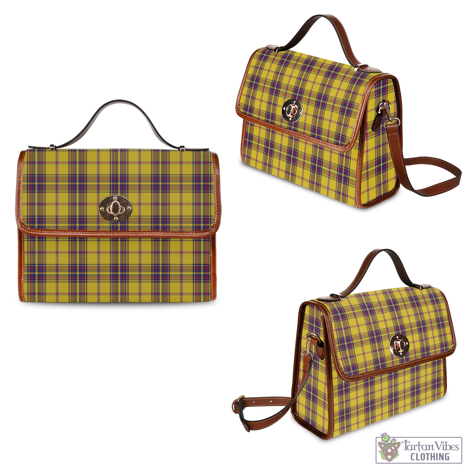Bracken Tartan Waterproof Canvas Bag Brown Leather Strap One Size 10.5*20*27cm - Tartan Vibes Clothing