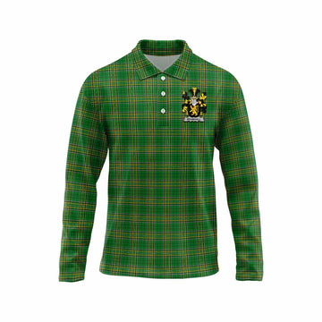 Bramhall Irish Clan Tartan Long Sleeve Polo Shirt with Coat of Arms