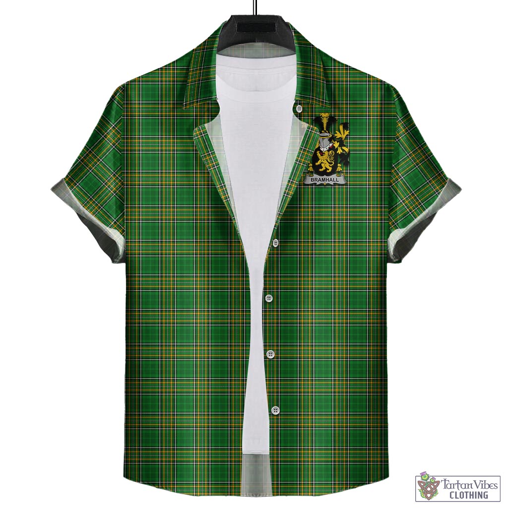 Bramhall Irish Clan Tartan Hawaiian Shirt with Coat of Arms - Tartan Vibes Clothing