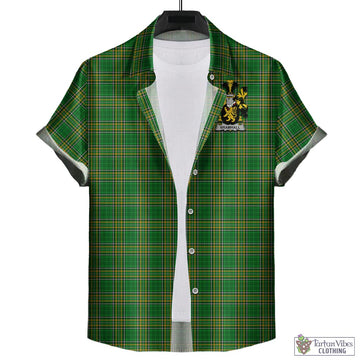 Bramhall Irish Clan Tartan Short Sleeve Button Up with Coat of Arms